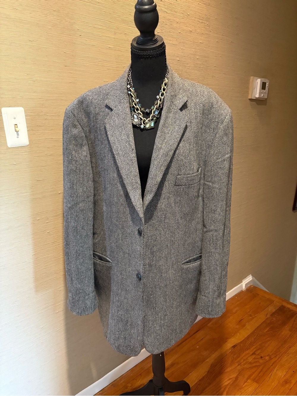 Gray Herringbone Men's/Menswear Blazer